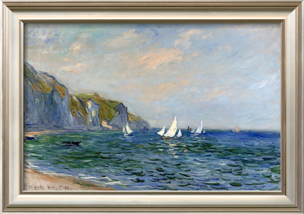 CLIFFS AND SAILBOATS AT POURVILL - Claude Monet Paintings